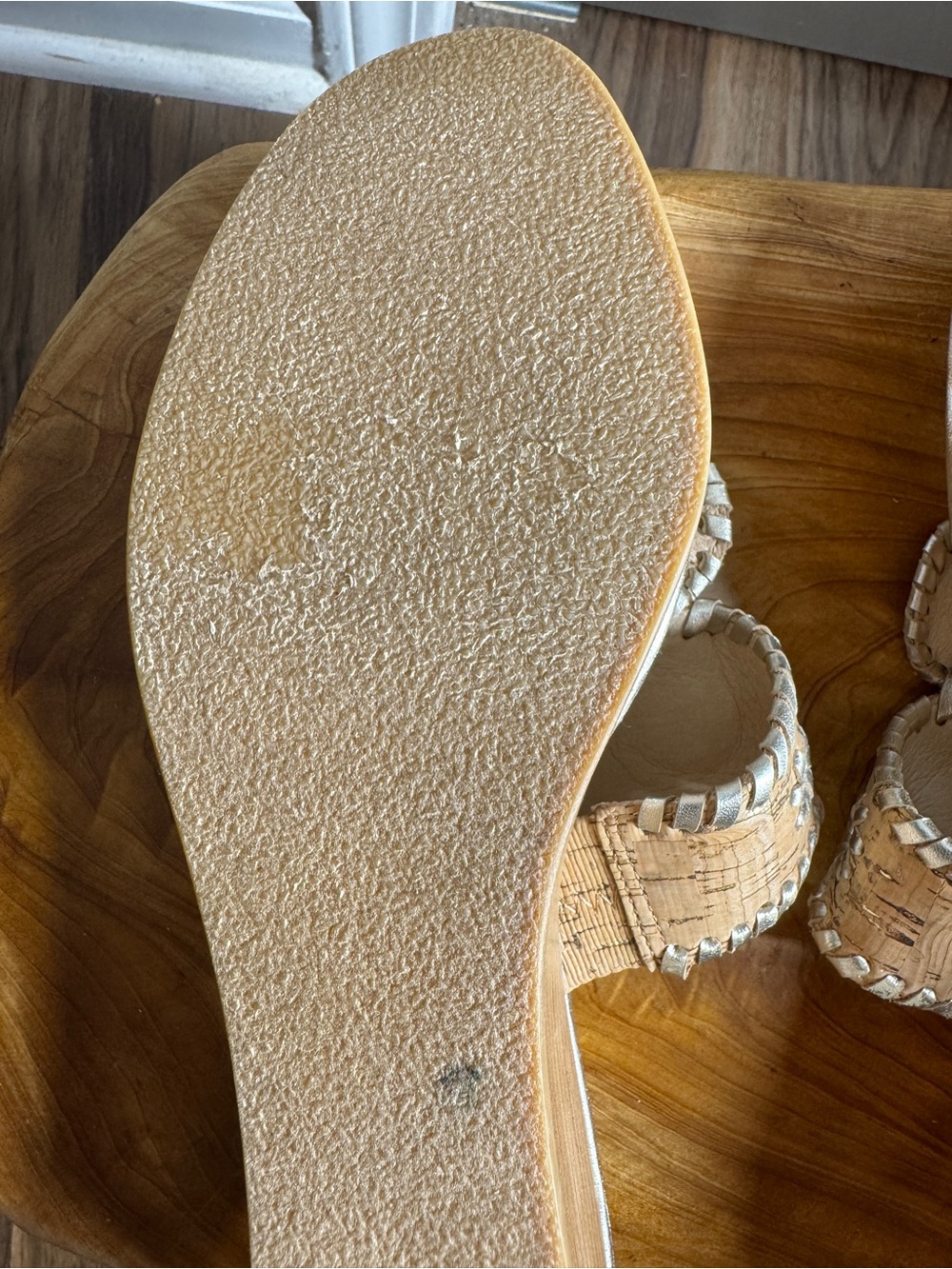 Jack Rogers Women's Jacks Mid Wedge-Stacked Metallic Cork Sandals 9M - Picture 13 of 13